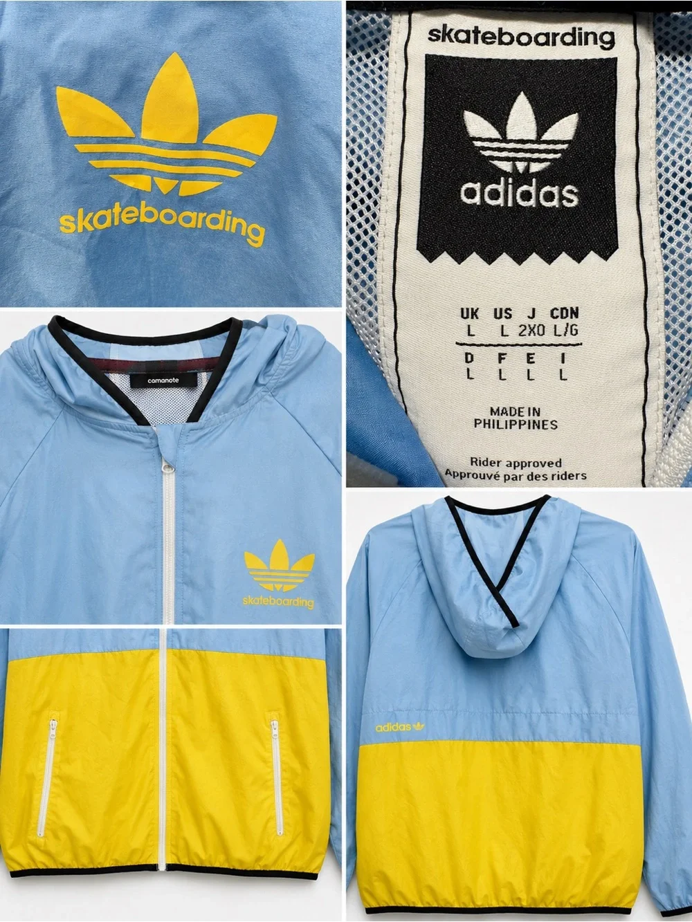 adidas Men’s Light Blue and Yellow Colorblock Windbreaker